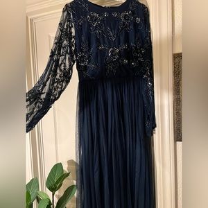 NWT Navy Embellishedaxi gown
